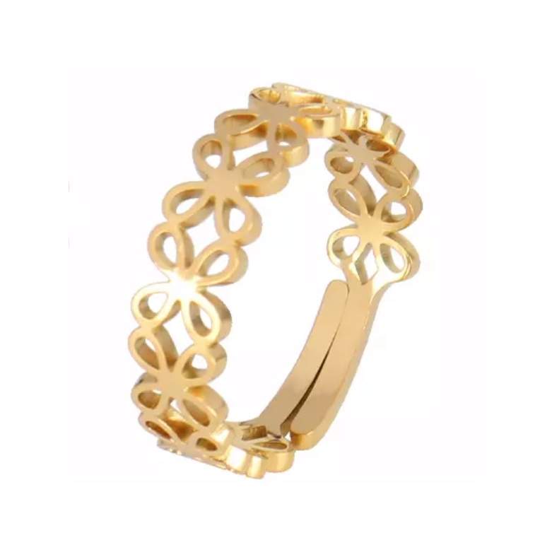 Bague ouverte fleurs