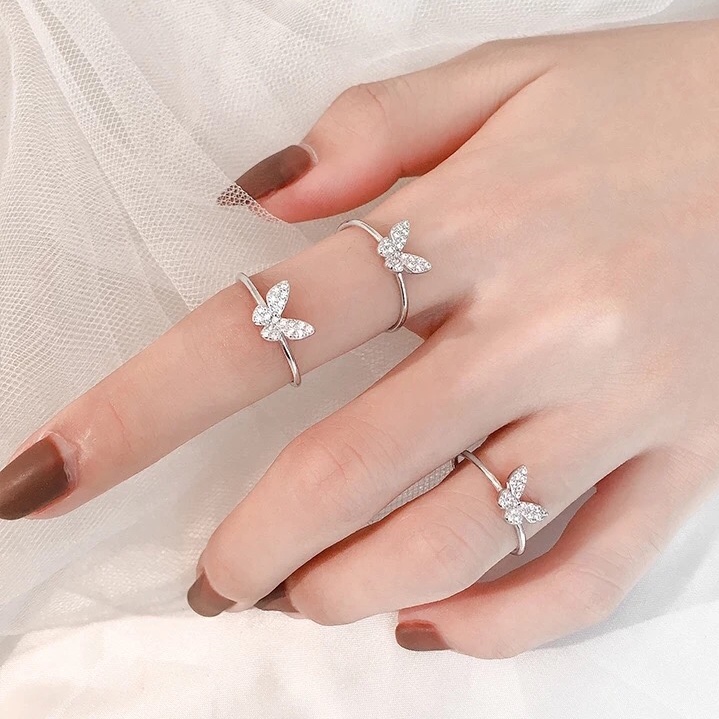 Bague papillon oxydes de zirconium argent – Image 2