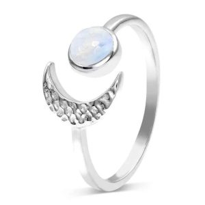 Bague pierre de lune bleu