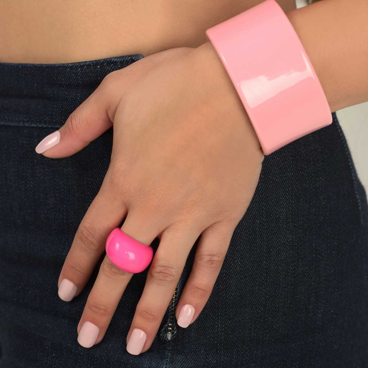 Bague Lara en Lucite rose – Image 3