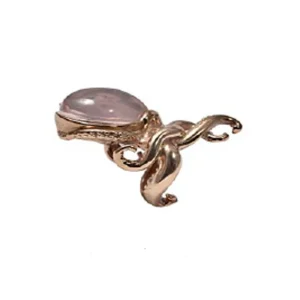 Bague Quartz rose pieuvre en bronze - Bernard Delettrez