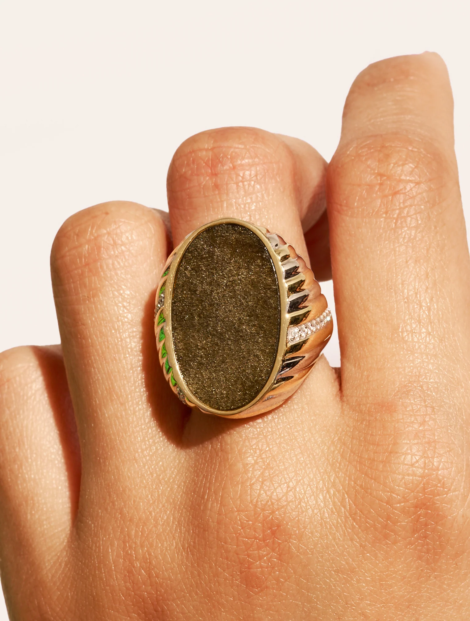 Bague Amara - Obsidienne Dorée – Image 2