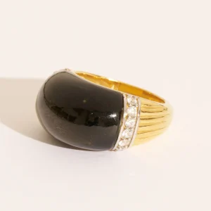 Bague Amenza - Obsidienne Dorée