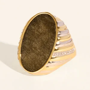 Bague Amara - Obsidienne Dorée