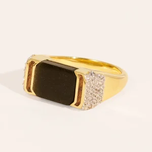 Bague Berry - Obsidienne Dorée