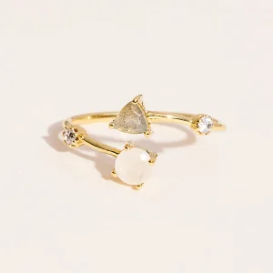 Bague Galia - Pierre de Lune et Labradorite