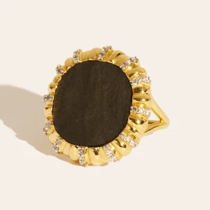 Bague Héritage - Obsidienne dorée