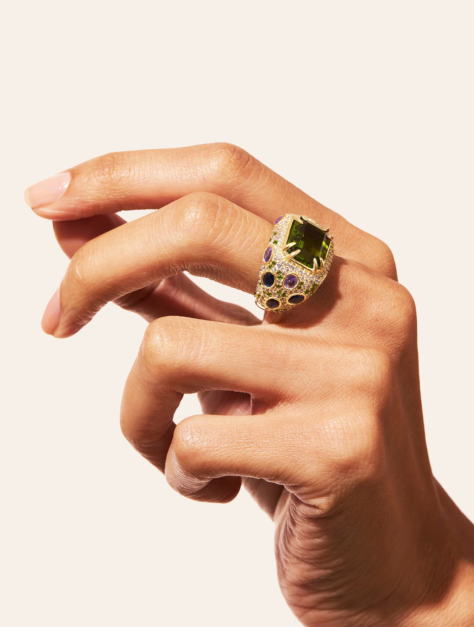 Bague Panthère - Quartz coloré vert – Image 3