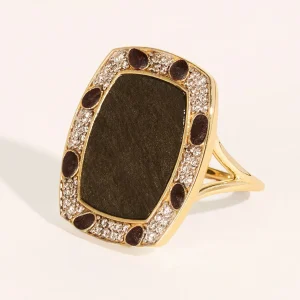 Bague Ranee - Obsidienne Dorée
