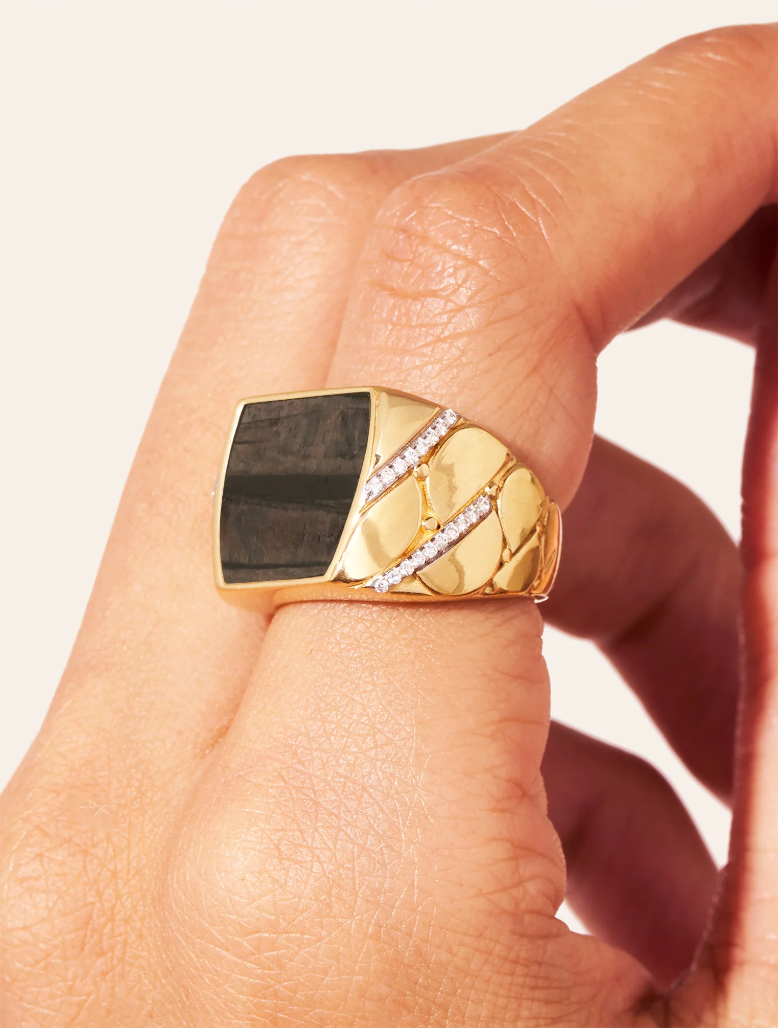 Bague Seema - Onyx Texturé – Image 4