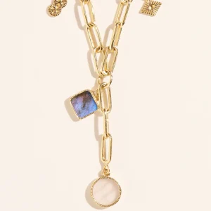 Sautoir Arya - Labradorite et Quartz Rose