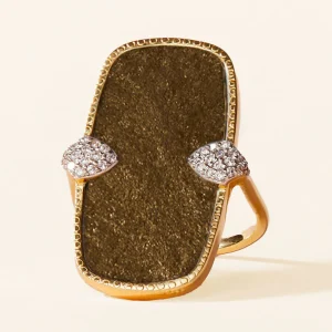 Bague Sangha - Obsidienne Dorée