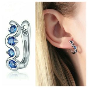 Boucles d&rsquo;oreilles argent avec zirconium bleu