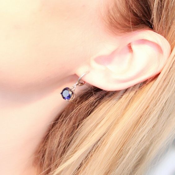 Boucles d’oreilles argent bleu