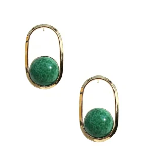 Boucles d'oreille 70 malachite- Isabelle Michel