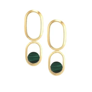 Boucles d'oreille longues malachite dorées Shape XL - Isabelle Michel