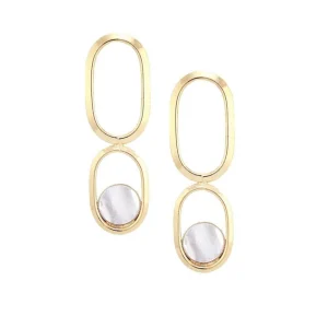 Boucles d'oreille longues nacre dorées Shape XL - Isabelle Michel
