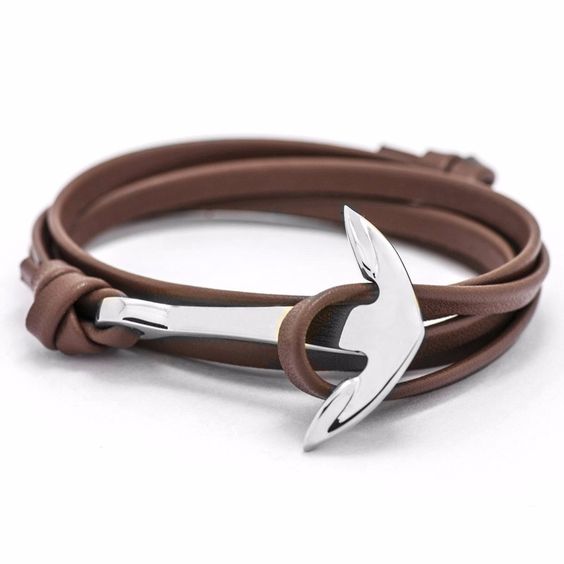 Bracelet femme ancre marron