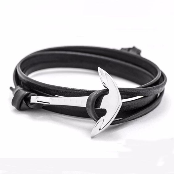 Bracelet femme ancre noir