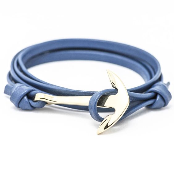 Bracelet femme ancre or bleu