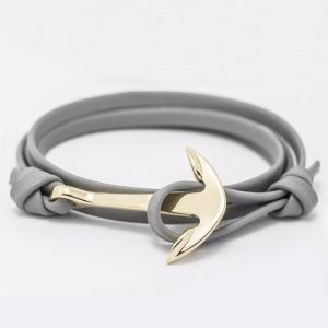 Bracelet femme ancre or gris
