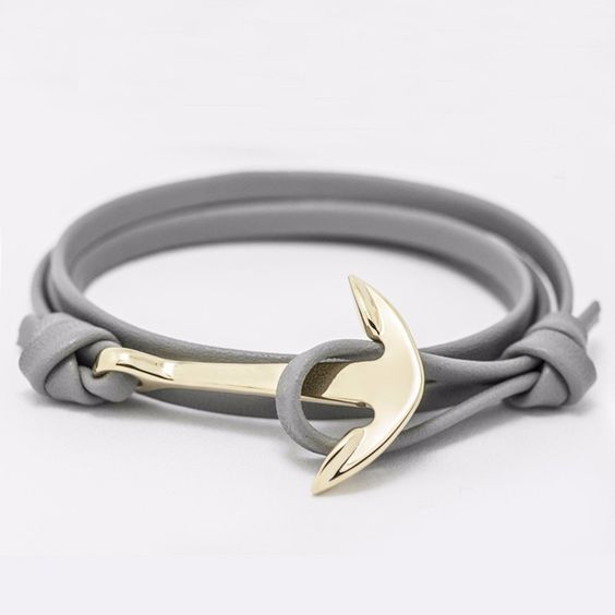 Bracelet femme ancre or gris