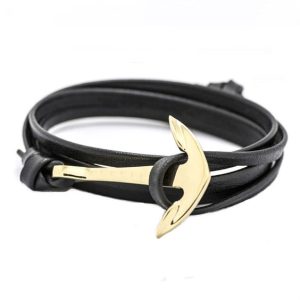 Bracelet femme ancre or noir