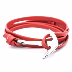 Bracelet femme ancre rouge