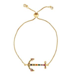 Bracelet arc en ciel- ancre marine
