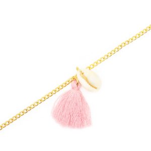 Bracelet coquillage pompon rose