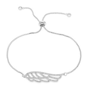 Bracelet mariage Plume cristal argent