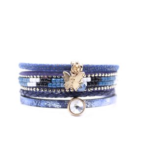 Bracelet femme multi-tours bleu