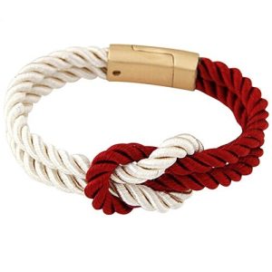 Bracelet femme noeud marin rouge et blanc