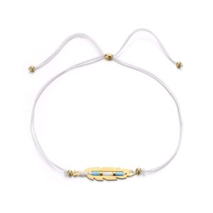 Bracelet plume cordon blanc