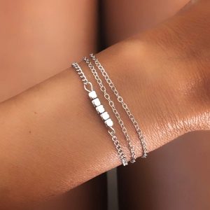 Bracelet trois rangs pampille argent