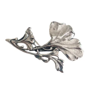 Broche Grand Gingko Argentée