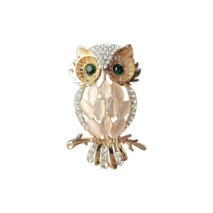 Broche Hibou Blanche Perlée