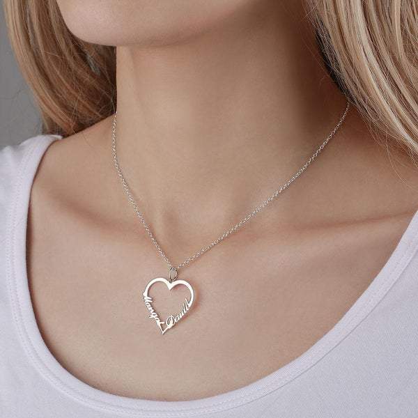 Collier Coeur avec Prénom Argent – Image 2