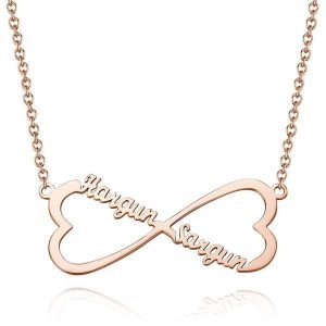 Collier Prénom Infini en Coeur plaqué or rose