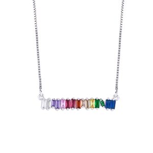Collier arc en ciel – barre argent