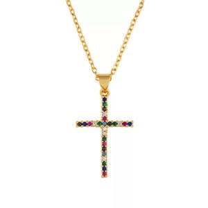 Collier arc en ciel – croix