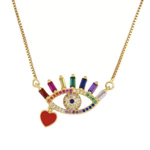 Collier arc en ciel – oeil or