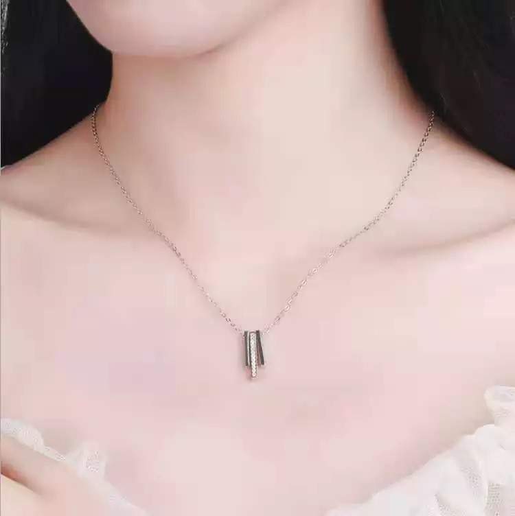 Collier argent femme- pendentif barre – Image 2