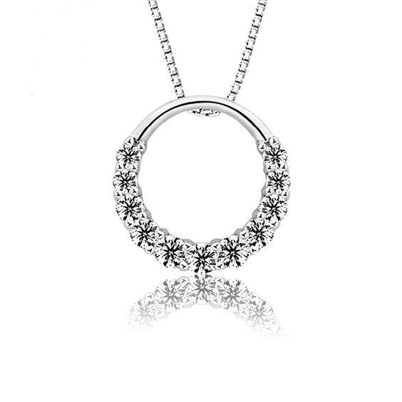 Collier argent femme- pendentif cercle oxyde de zirconium