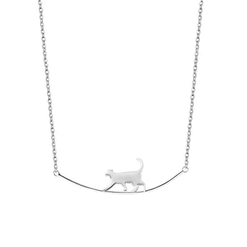Collier argent femme- pendentif chat