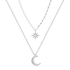 Collier argent femme- pendentif lune et étoile