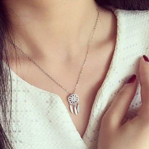 Collier femme attrape rêves argent