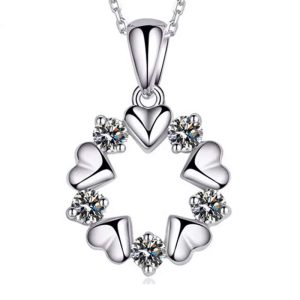 Collier coeurs strass en argent
