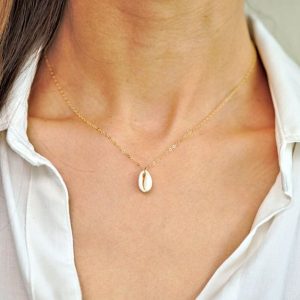Collier femme coquillage or