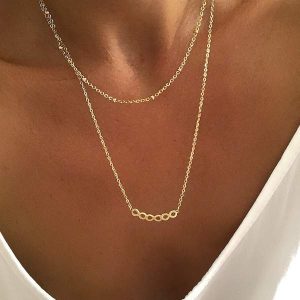 Collier double rang acier plaqué or